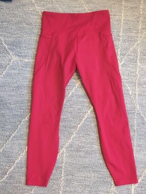 Lorna Jane High-Waist Active Leggings With Pockets - Red XS